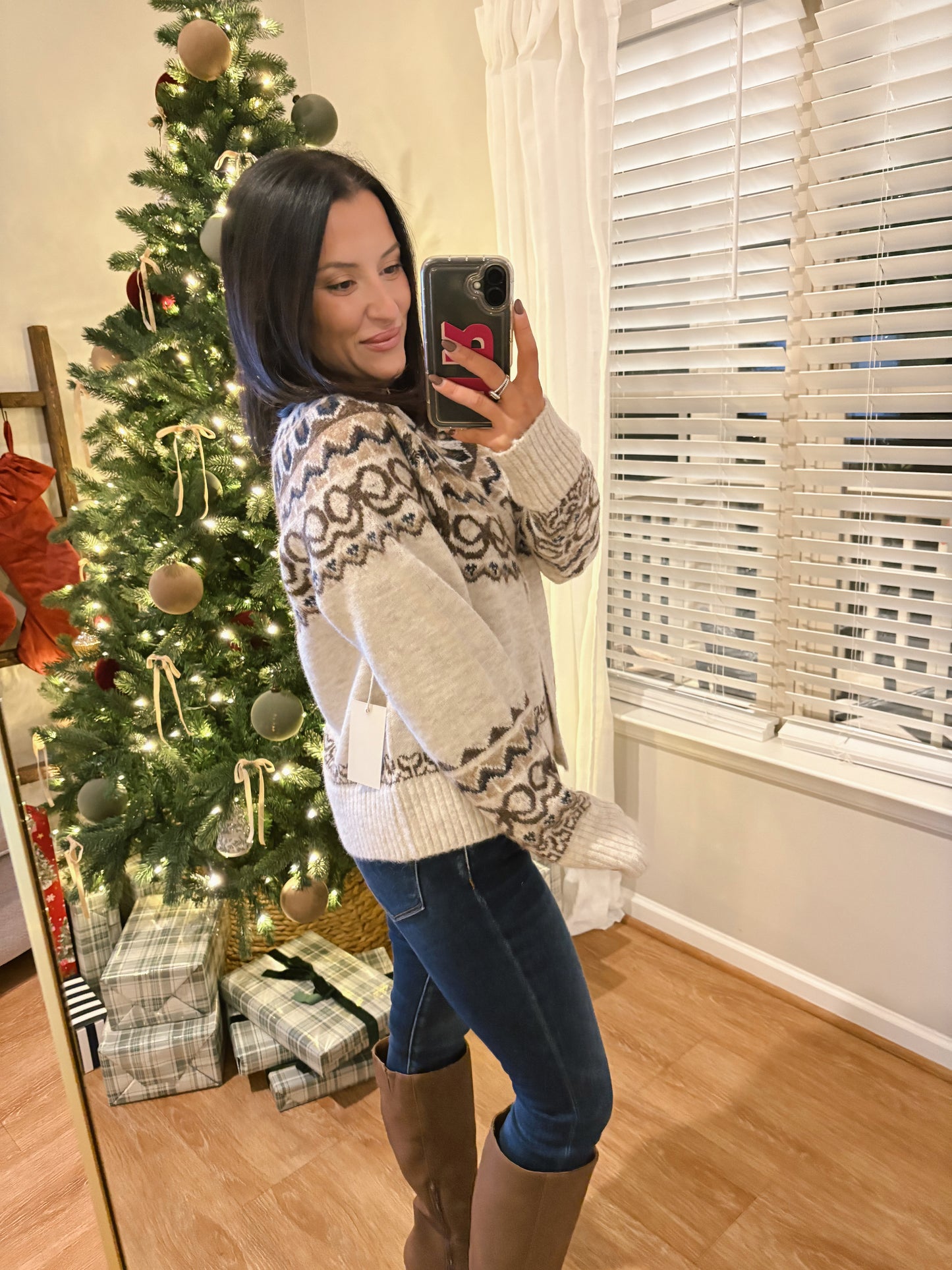 Teddy Cardigan - Taupe Multi