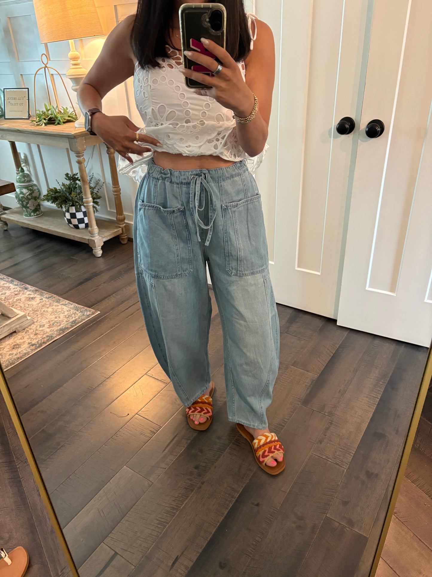 Denim Barrel Pants