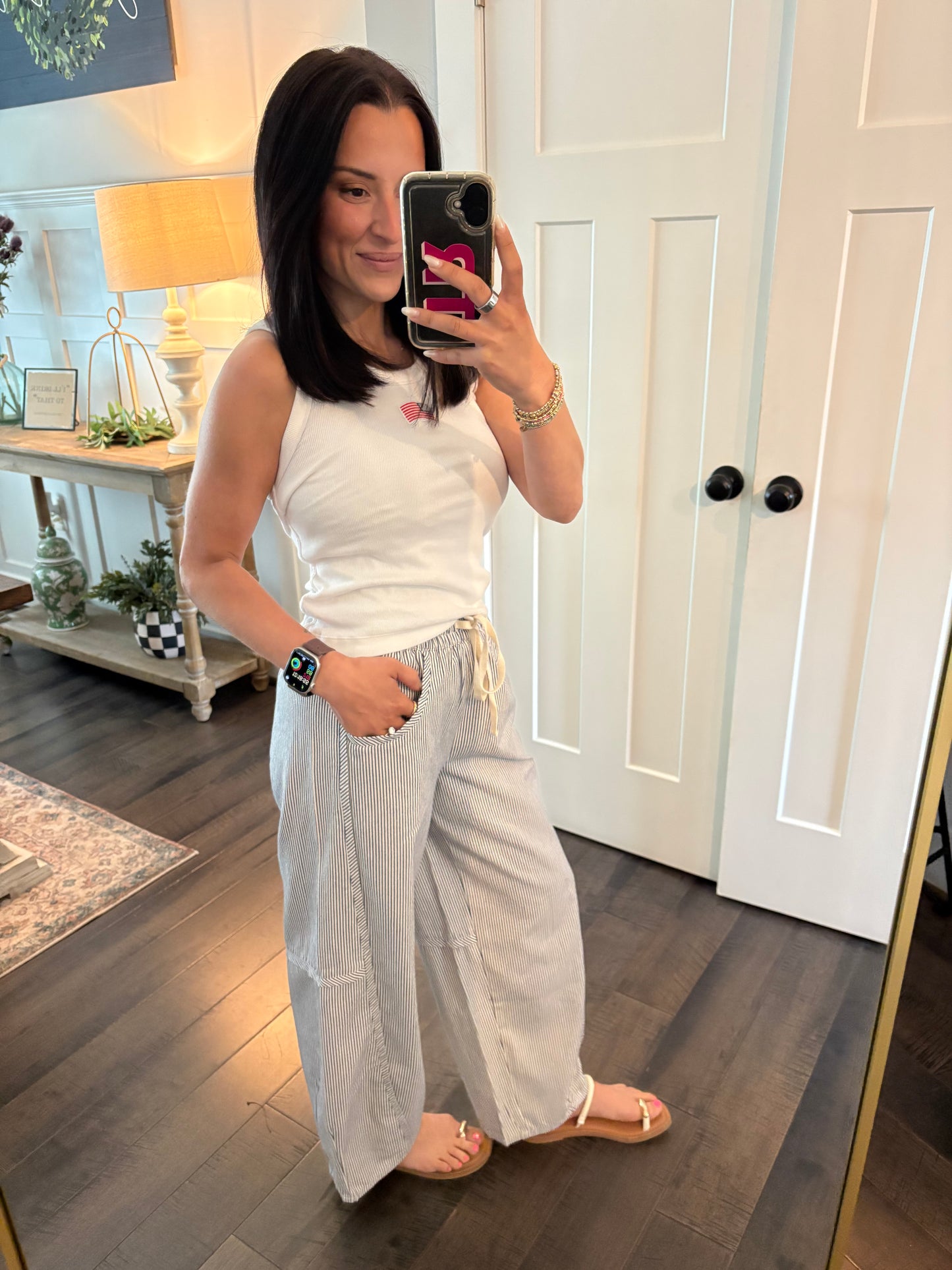 Striped Barrel Pants