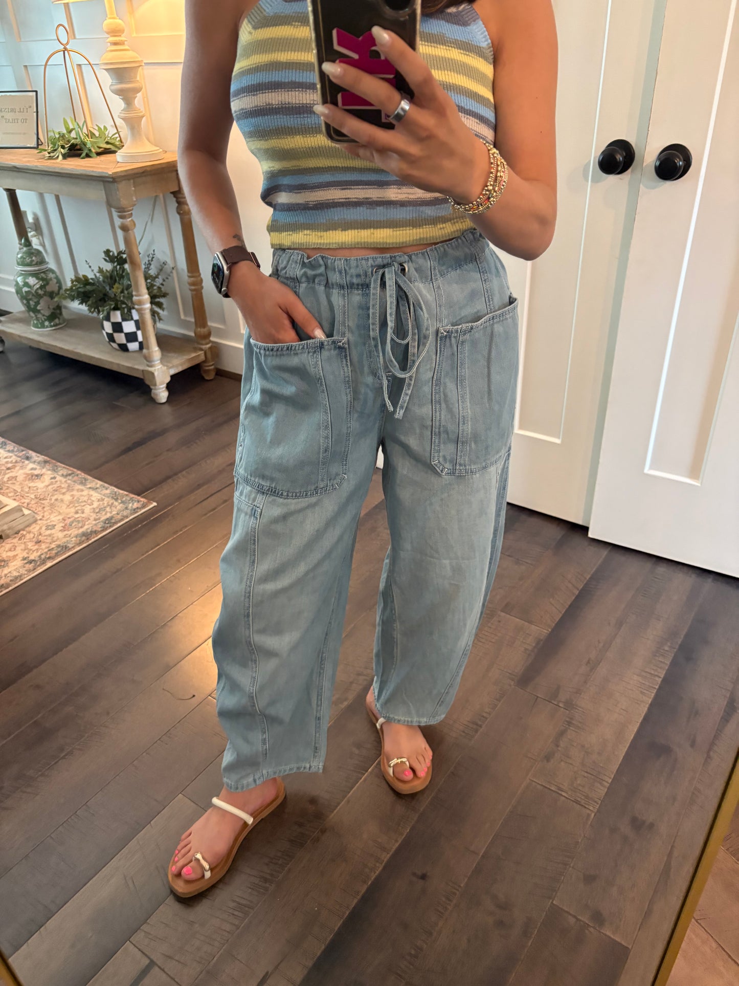 Denim Barrel Pants