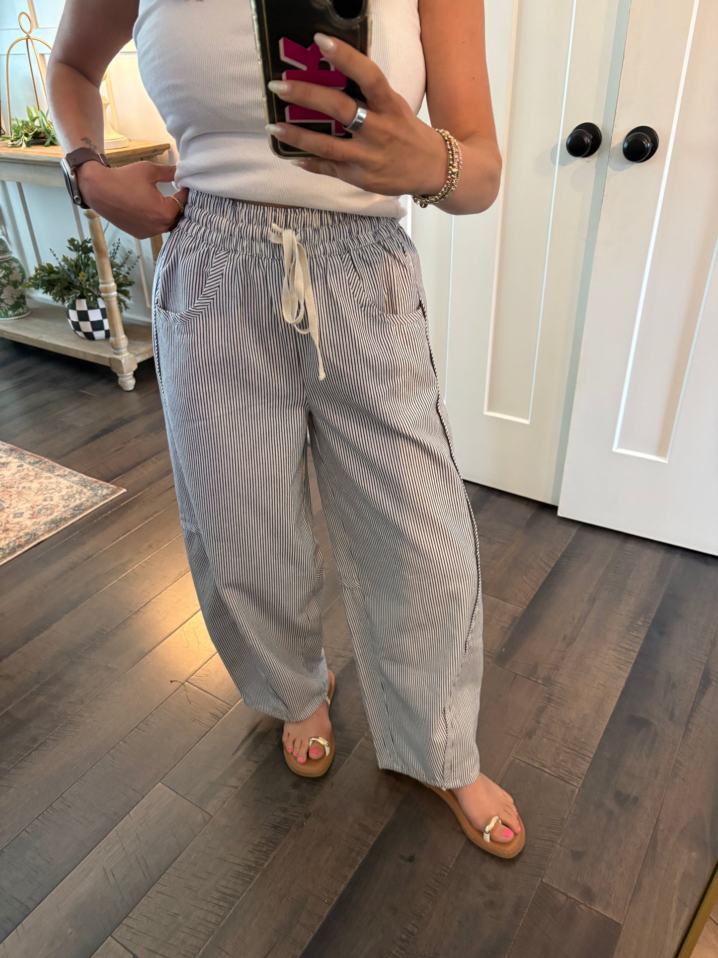 Striped Barrel Pants