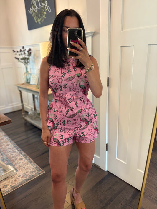 Pink Peacock Shorts