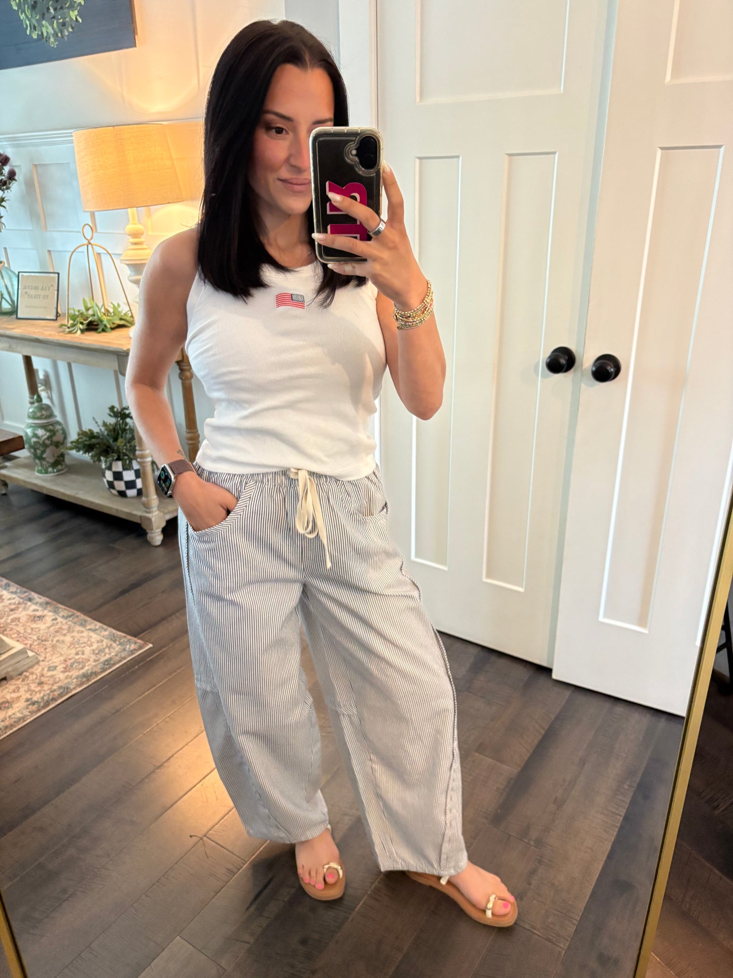 Striped Barrel Pants