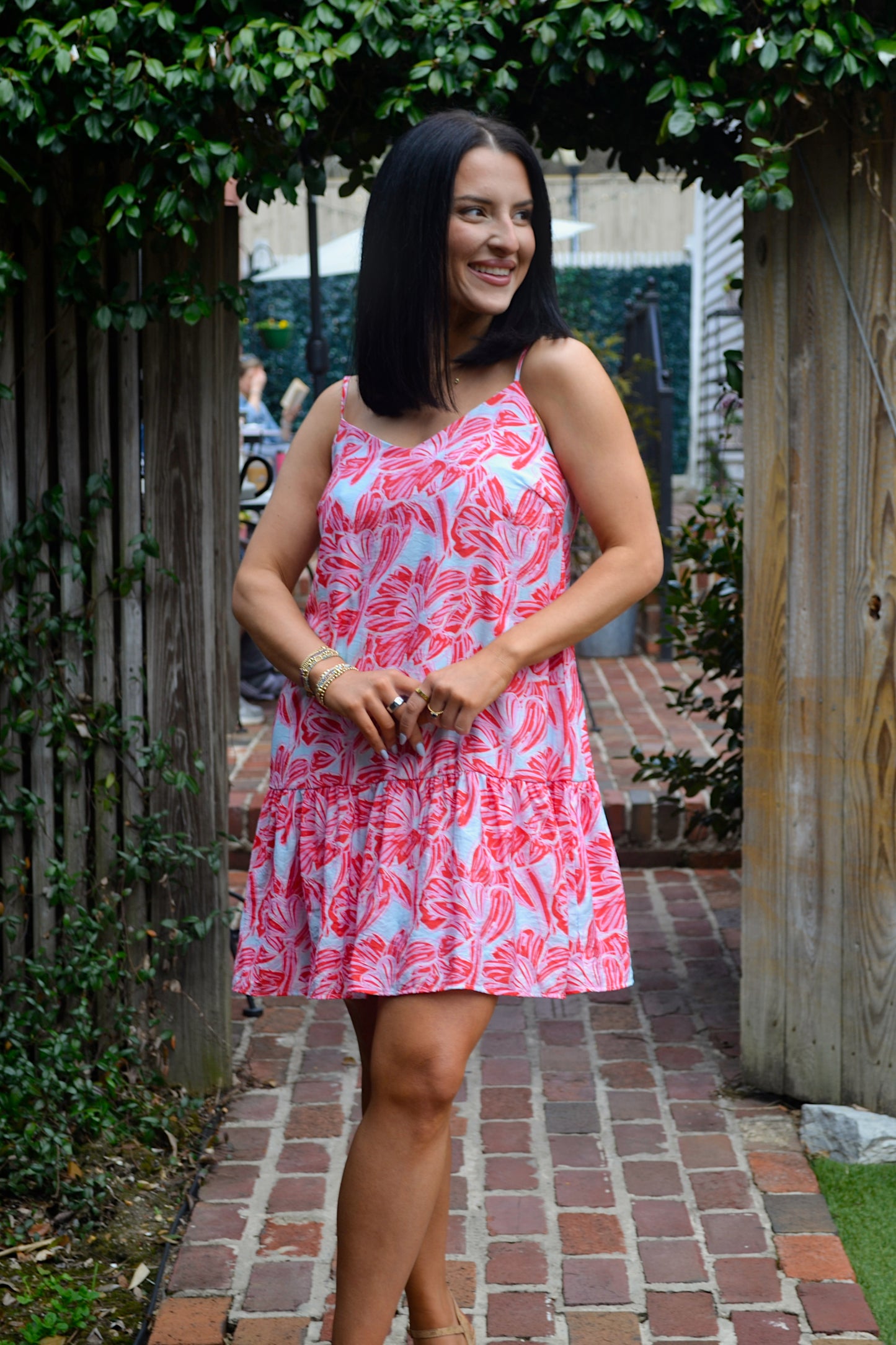 The Pink Palms Swing Dress