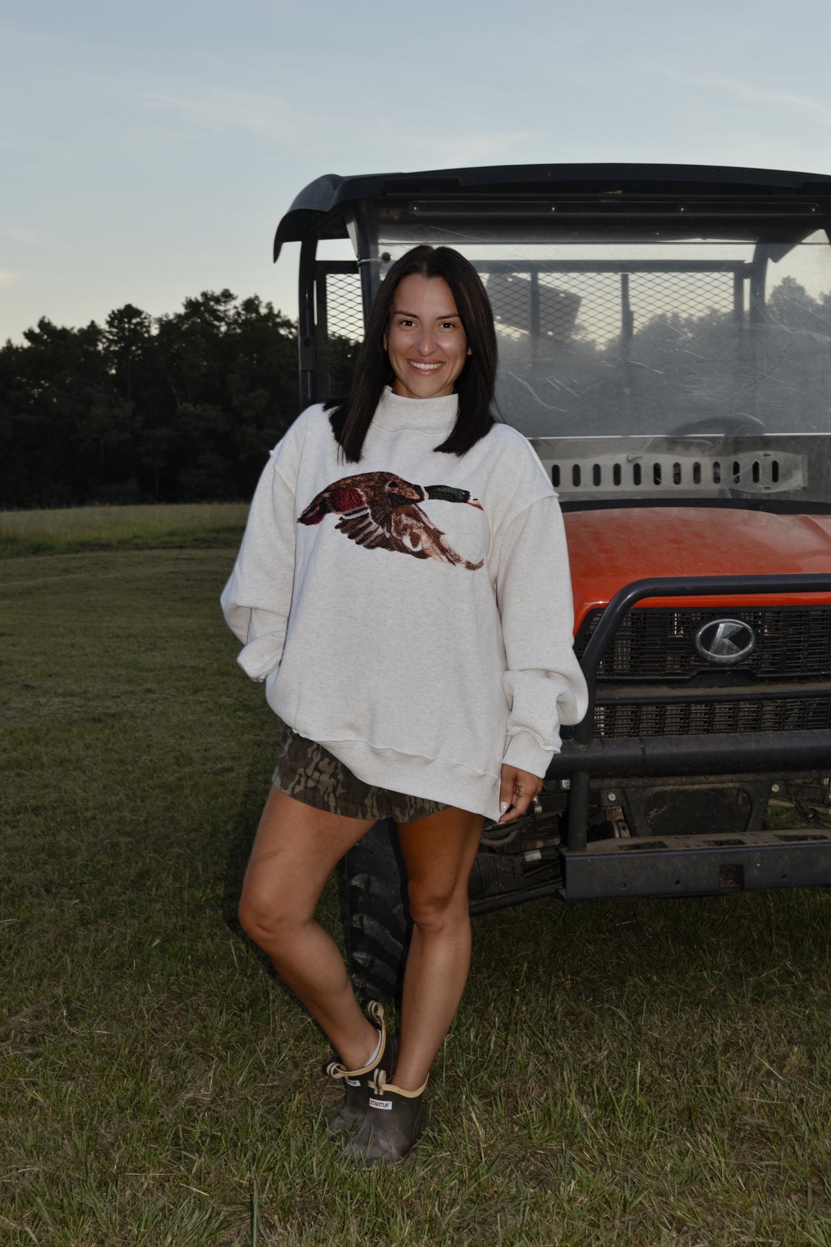 Embroidered Duck Mock Neck